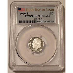 2020 S Silver Roosevelt Dime Proof PR70 DCAM PCGS First Day of Issue